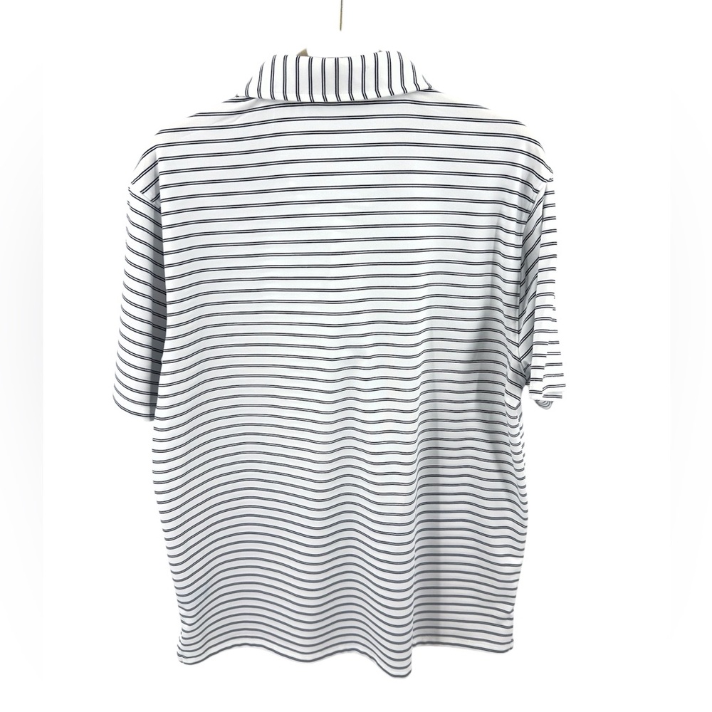 J McLaughlin Mens Polo Shirt Size Medium Striped Performance Golf Vacation Beach - Picture 2 of 8
